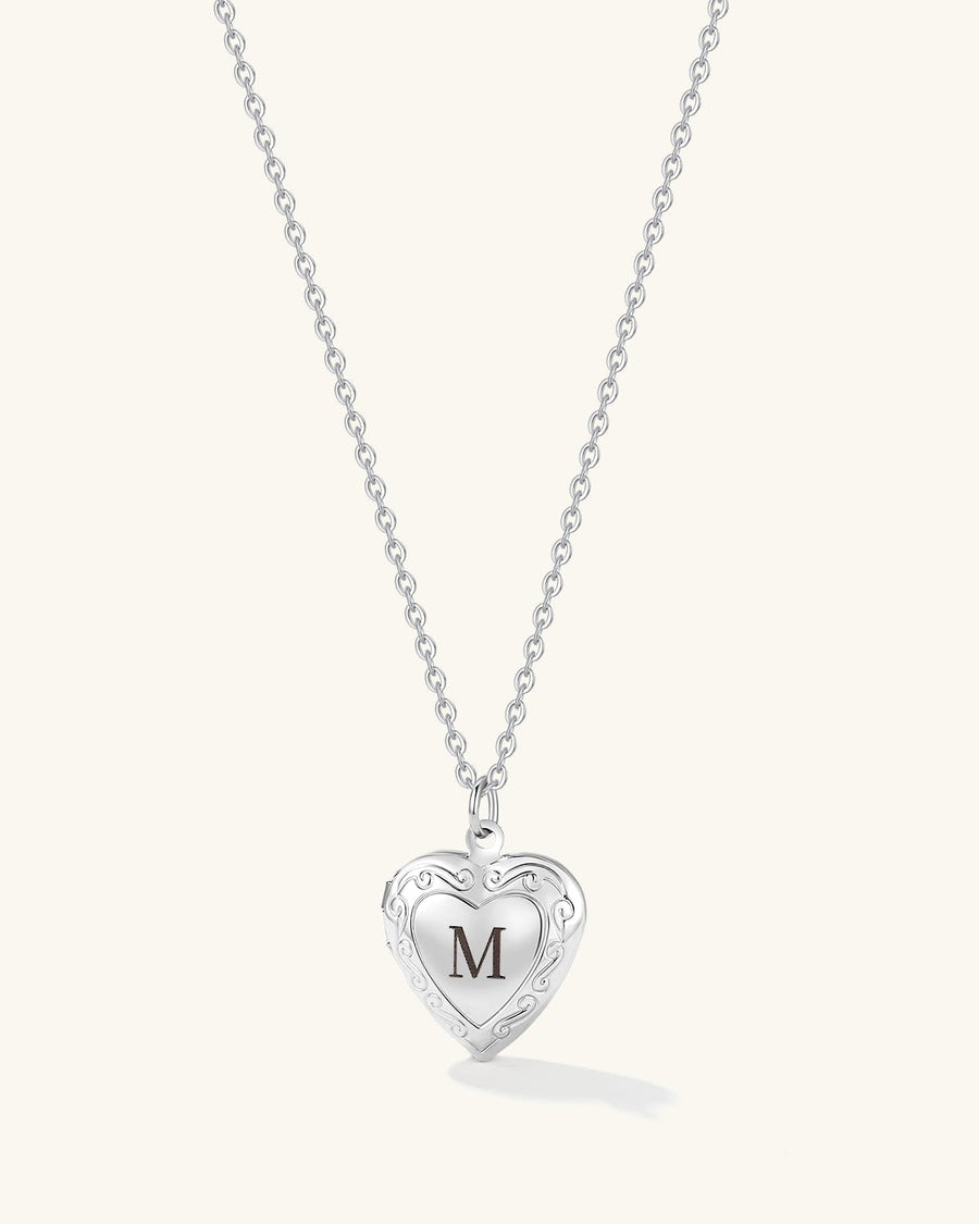 Engravable Heart Locket Necklace