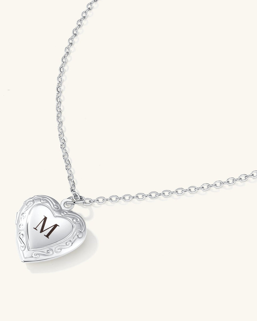 Engravable Heart Locket Necklace