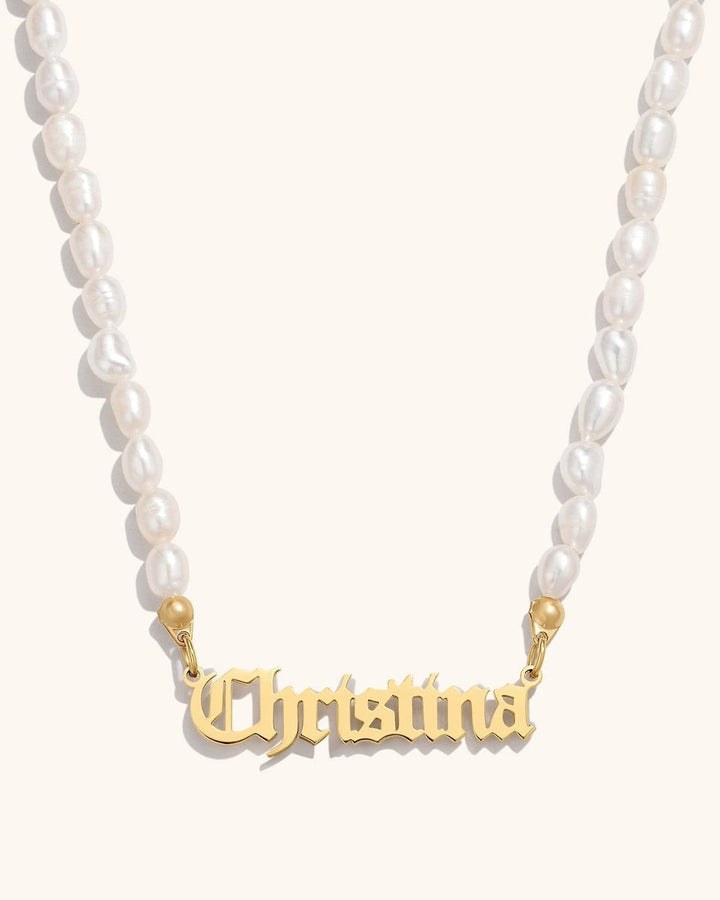 Old English Pearl Name Necklace