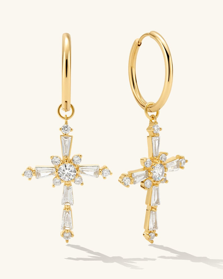 CZ Cross Earrings