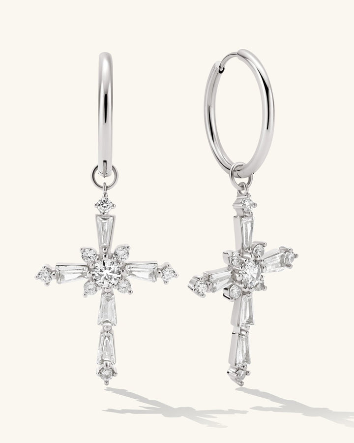 CZ Cross Earrings