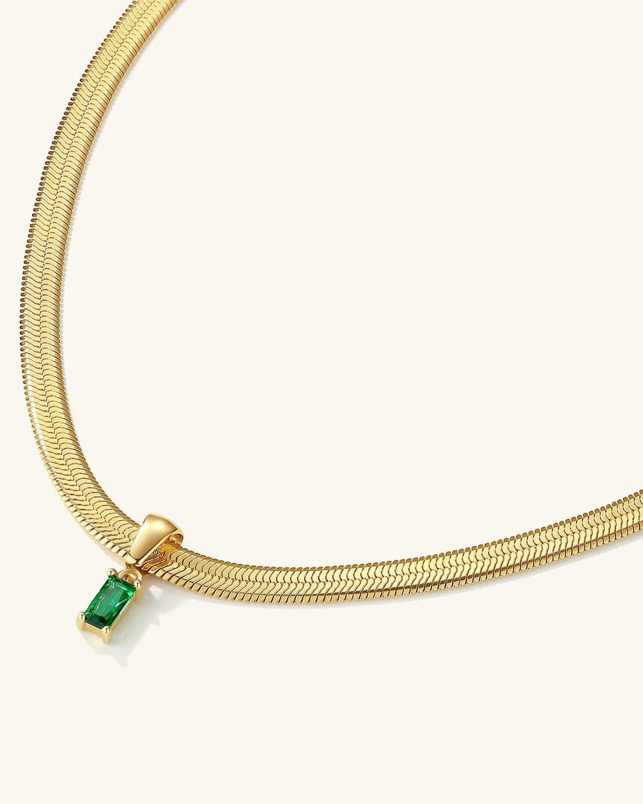 CZ Charm Herringbone Chain Necklace