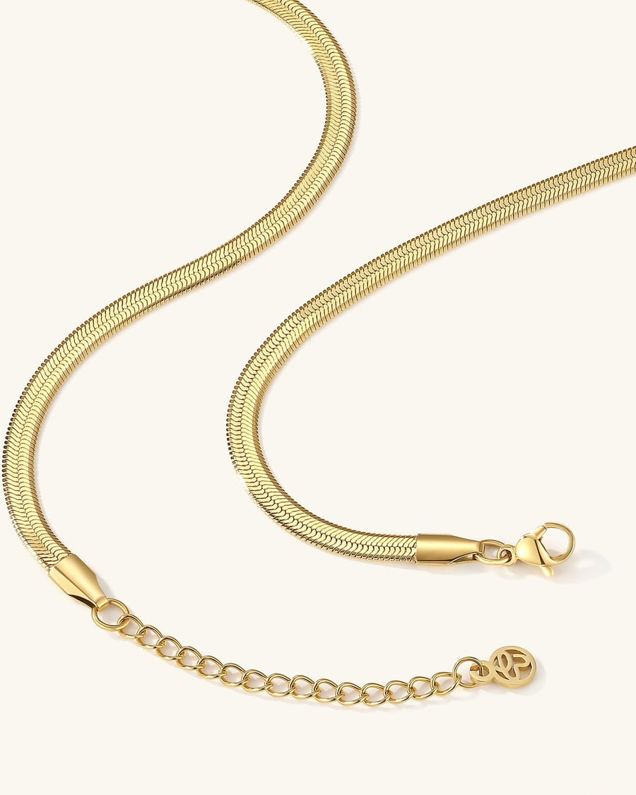 CZ Charm Herringbone Chain Necklace