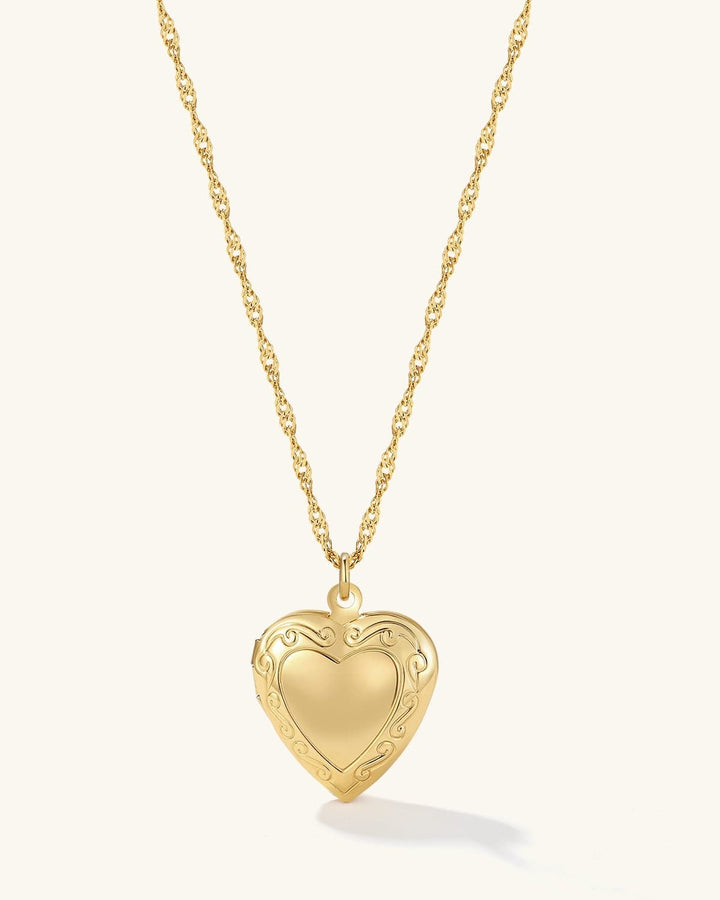 Engravable Heart Locket Necklace
