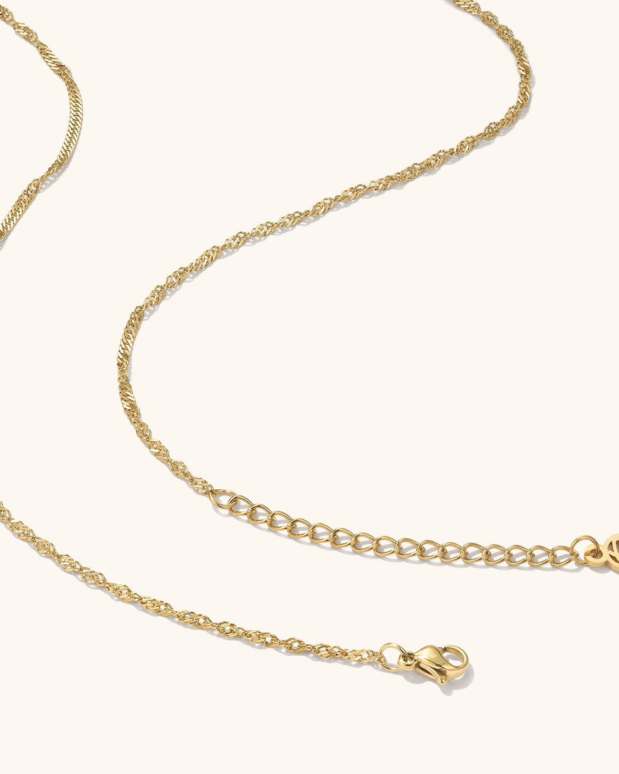 Detail Image - Gold plated twist chain with extender and clasp for angel number heart necklace
