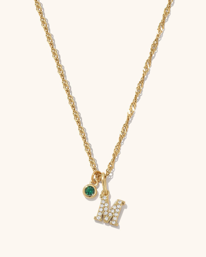 Birthstone Initial Necklace