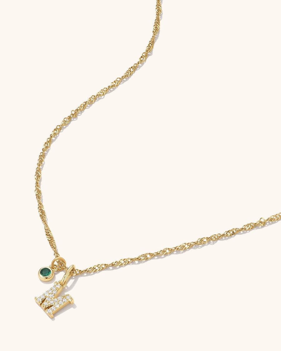 Birthstone Initial Necklace