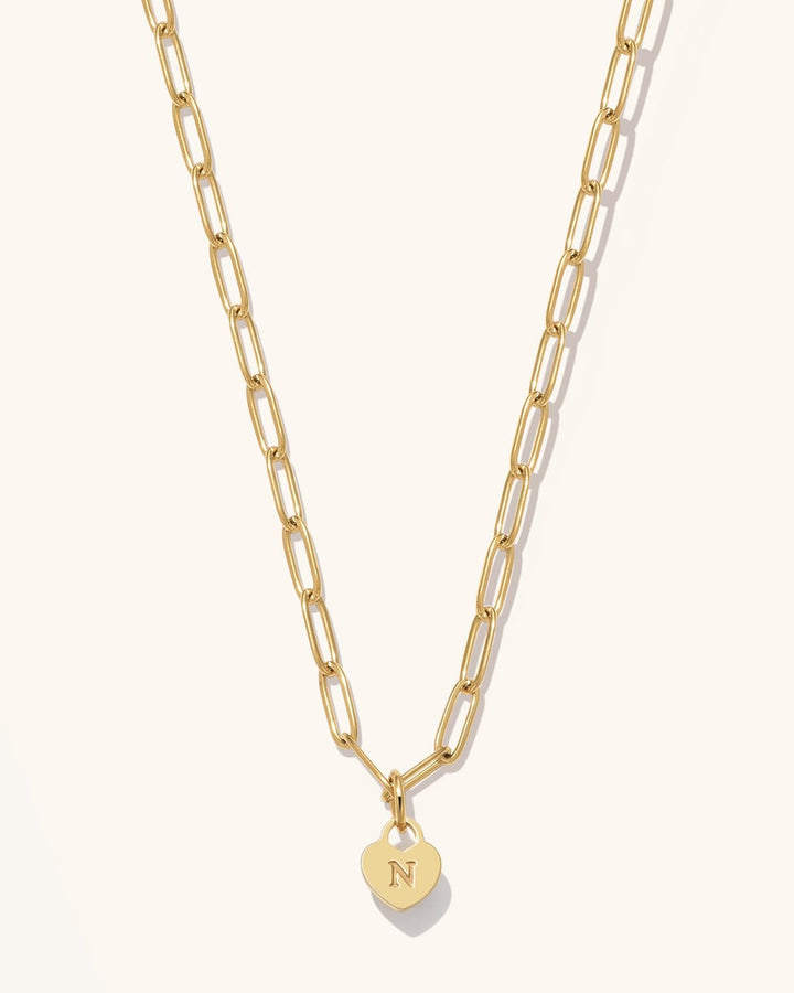 Chunky Heart Initial Necklace