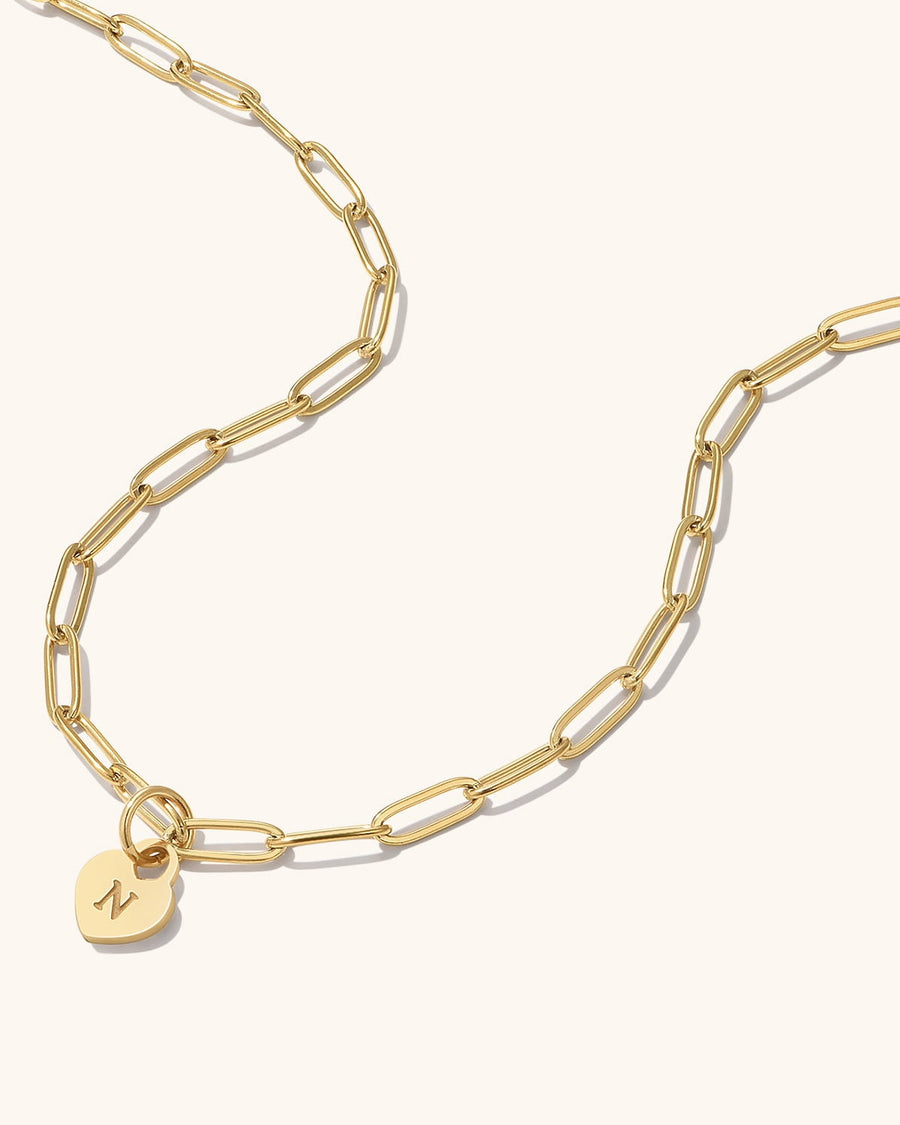 Chunky Heart Initial Necklace