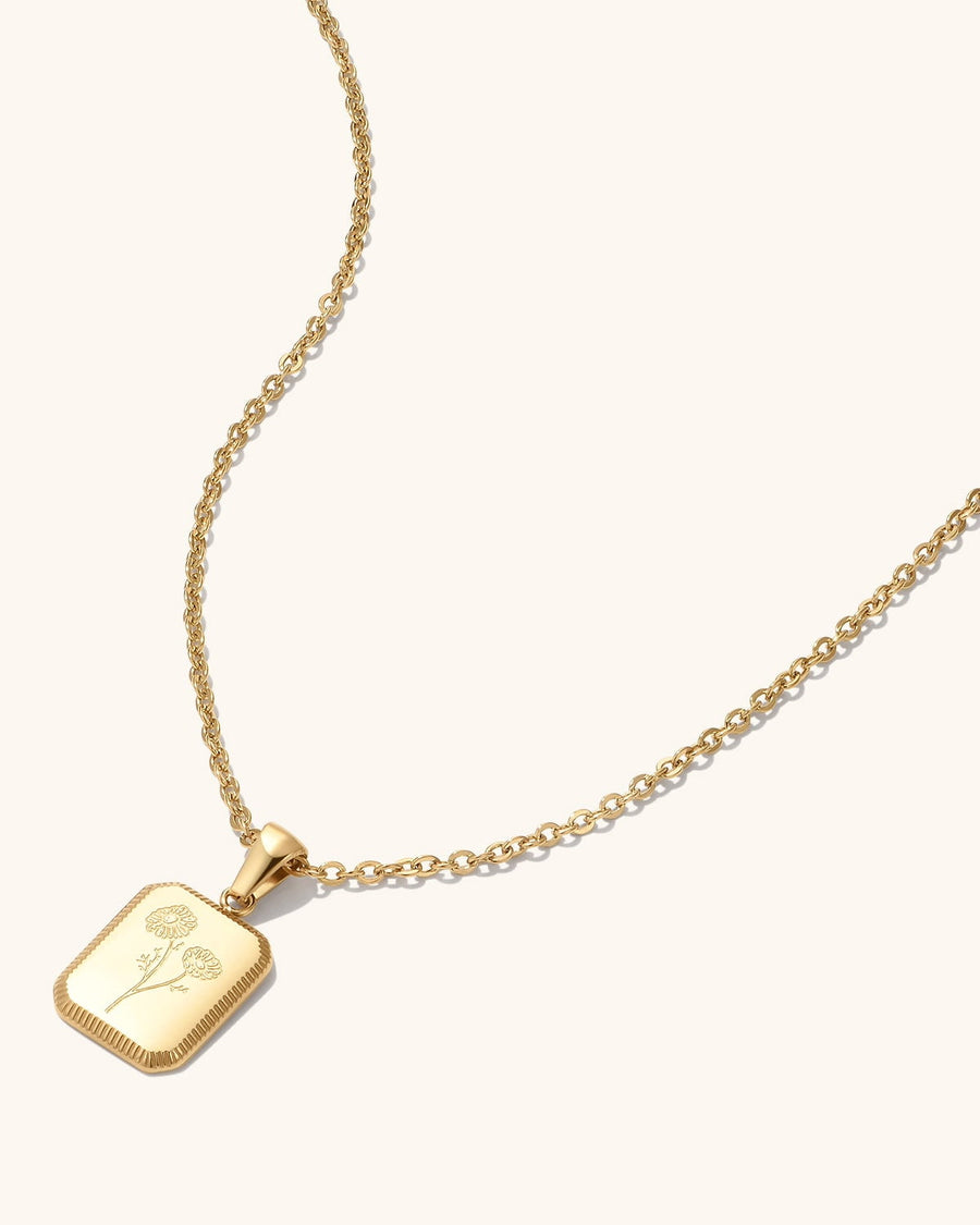 Engravable Birth Flower Necklace