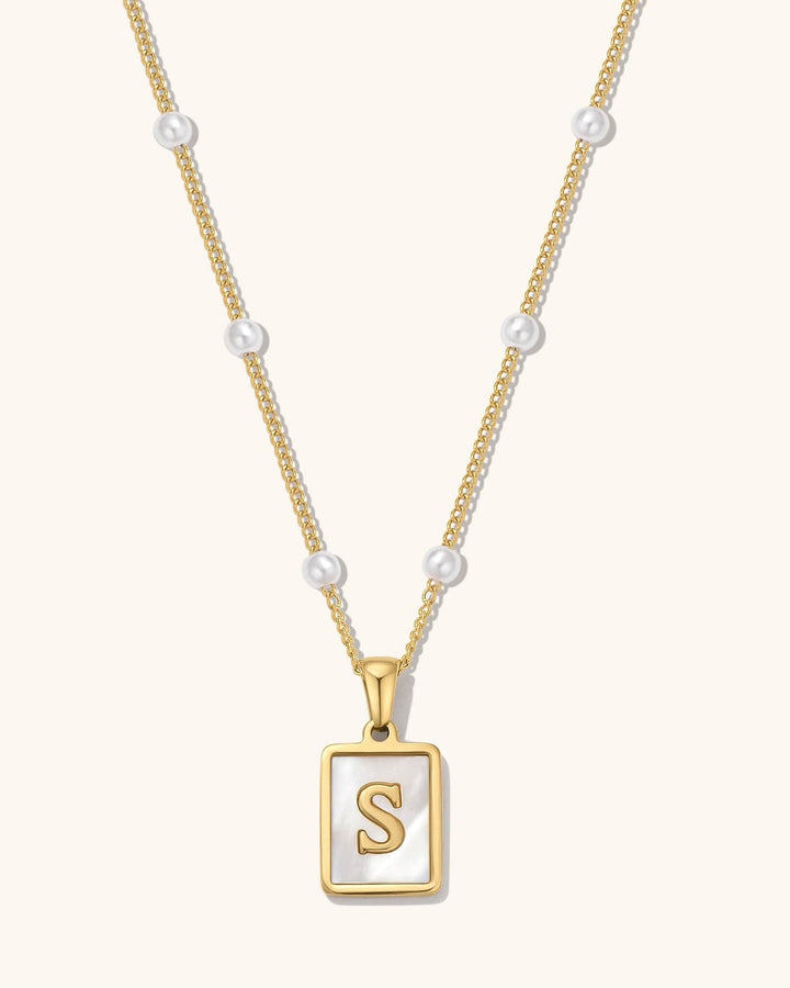 Mother of Pearl Initial Necklace