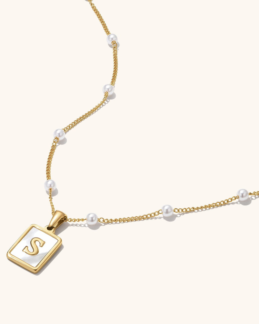 Mother of Pearl Initial Necklace