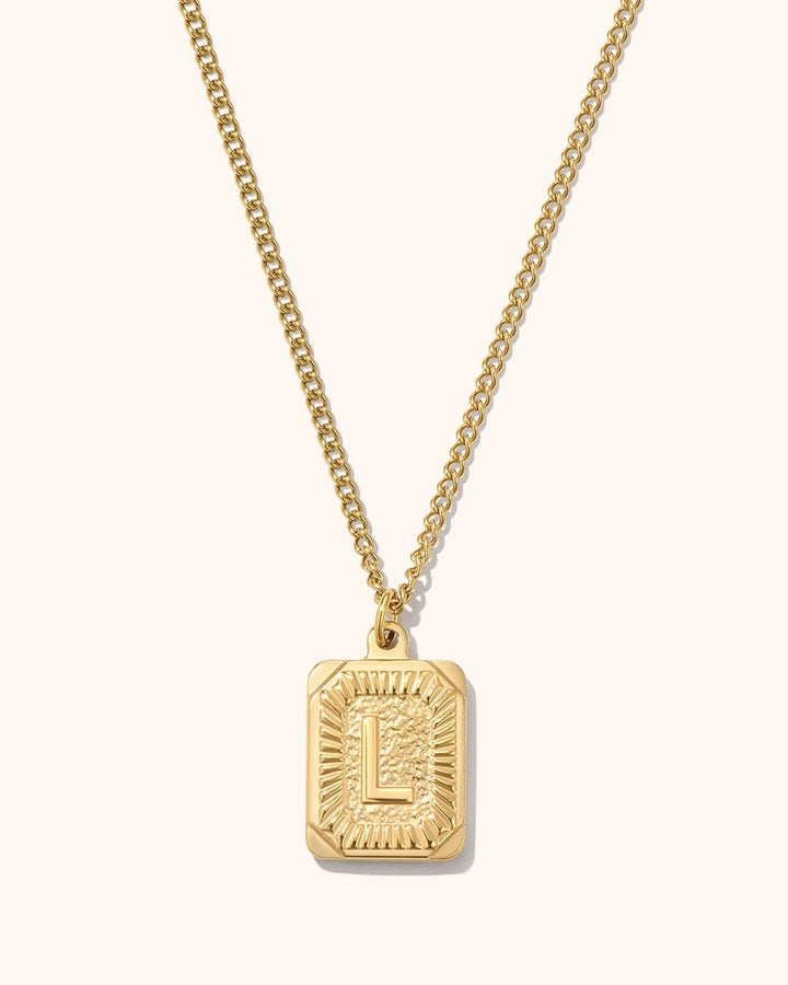 Medal Initial Necklace
