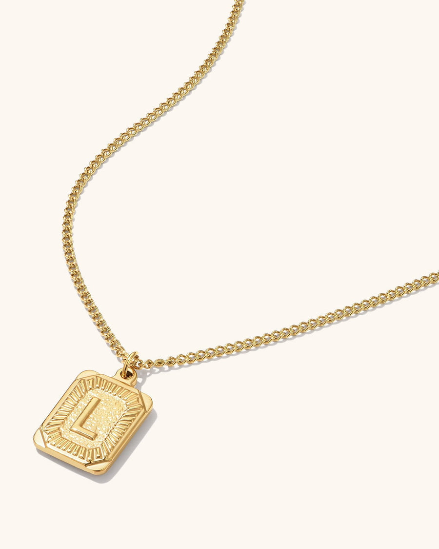 Medal Initial Necklace