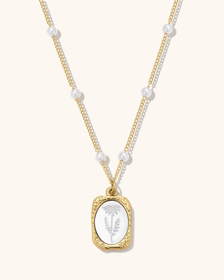 Mirror Birth flower Necklace