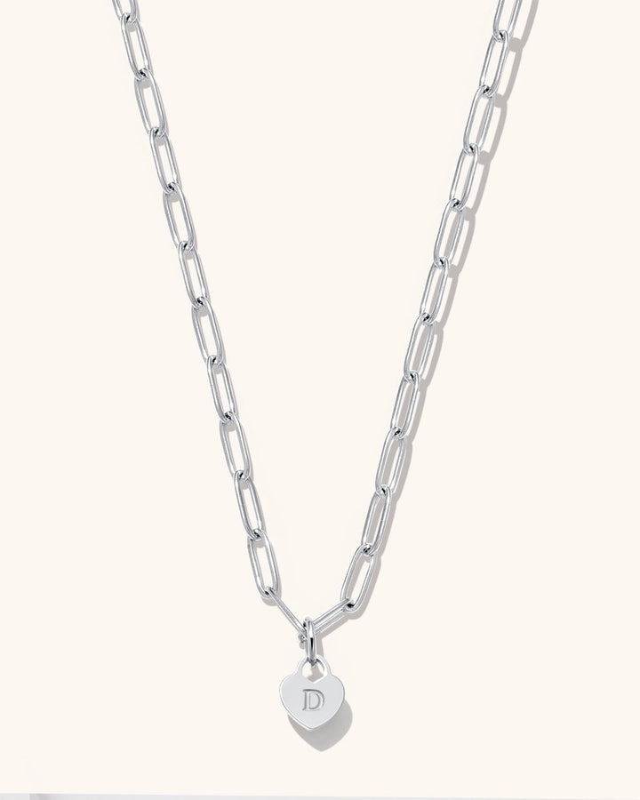 Chunky Heart Initial Necklace