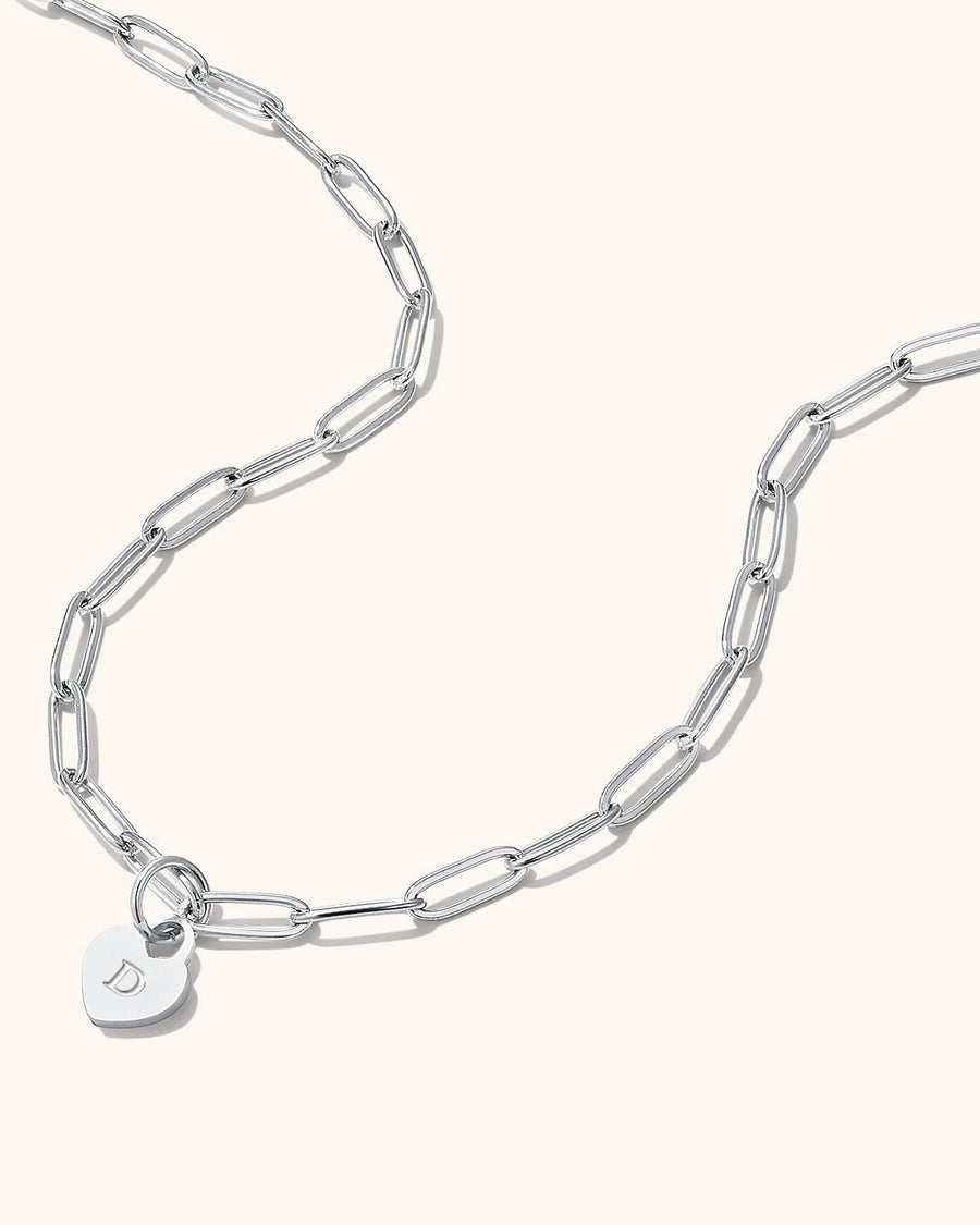 Chunky Heart Initial Necklace