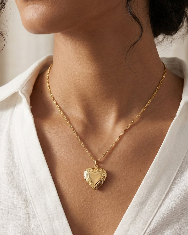 Engravable Heart Locket Necklace model