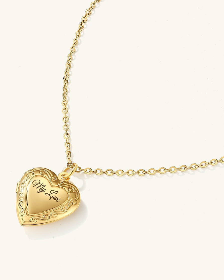 Engravable Heart Locket Necklace
