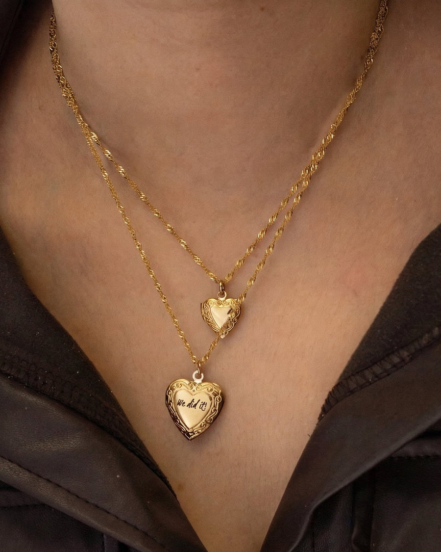 Engravable Heart Locket Necklace
