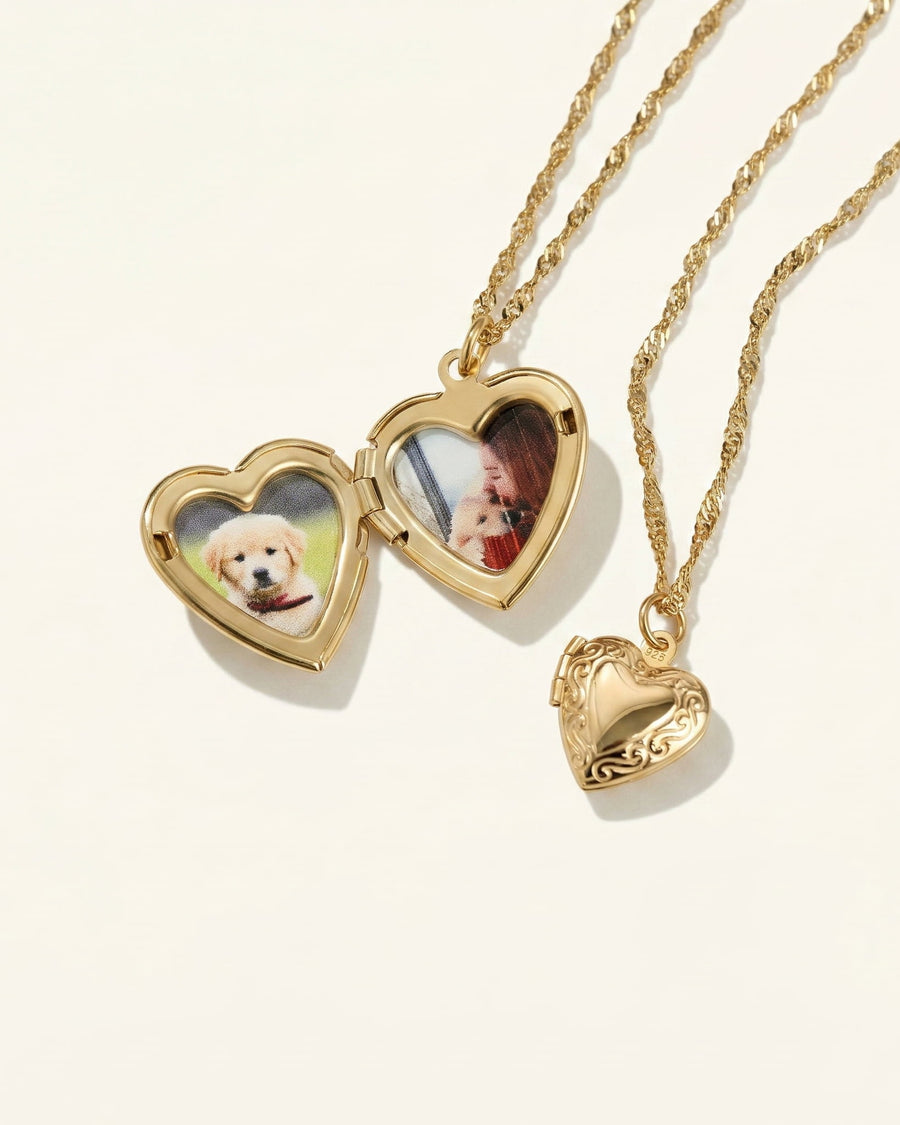 Engravable Heart Locket Necklace