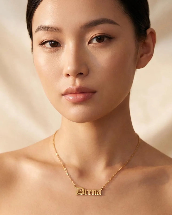 Old English Name Necklace model