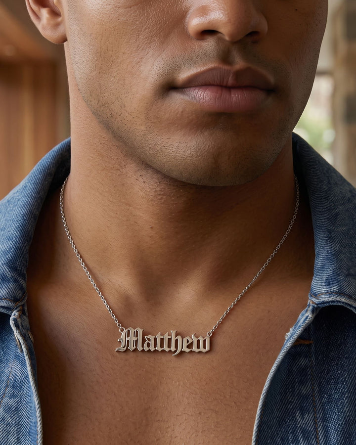 Old English Name Necklace model