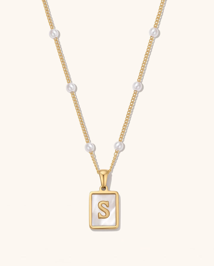 Mother of Pearl Initial Necklace