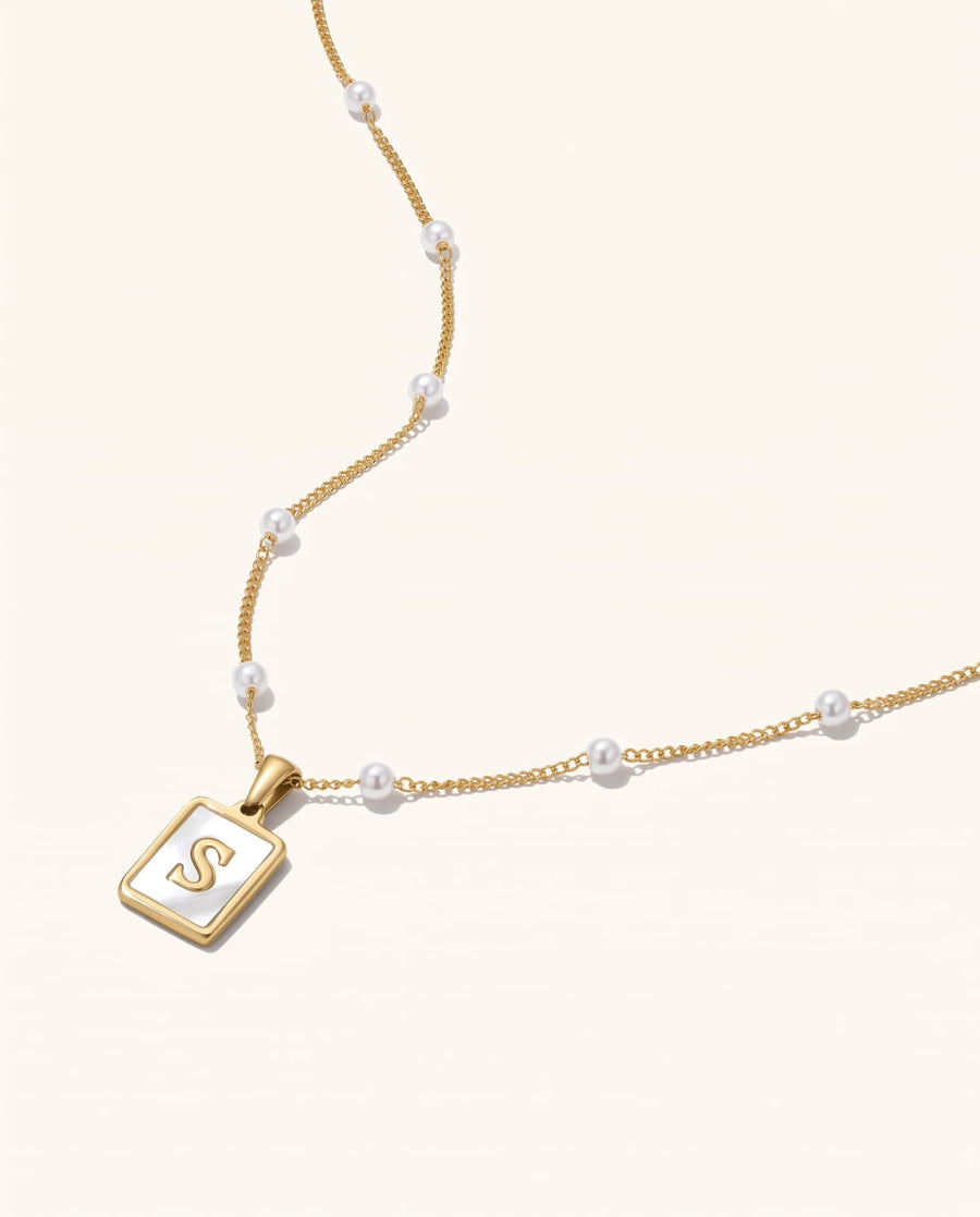 Mother of Pearl Initial Necklace