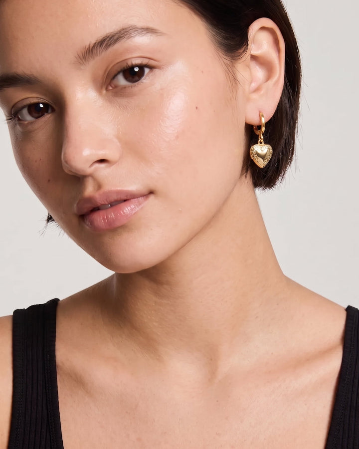 Mini Heart Locket Earrings model