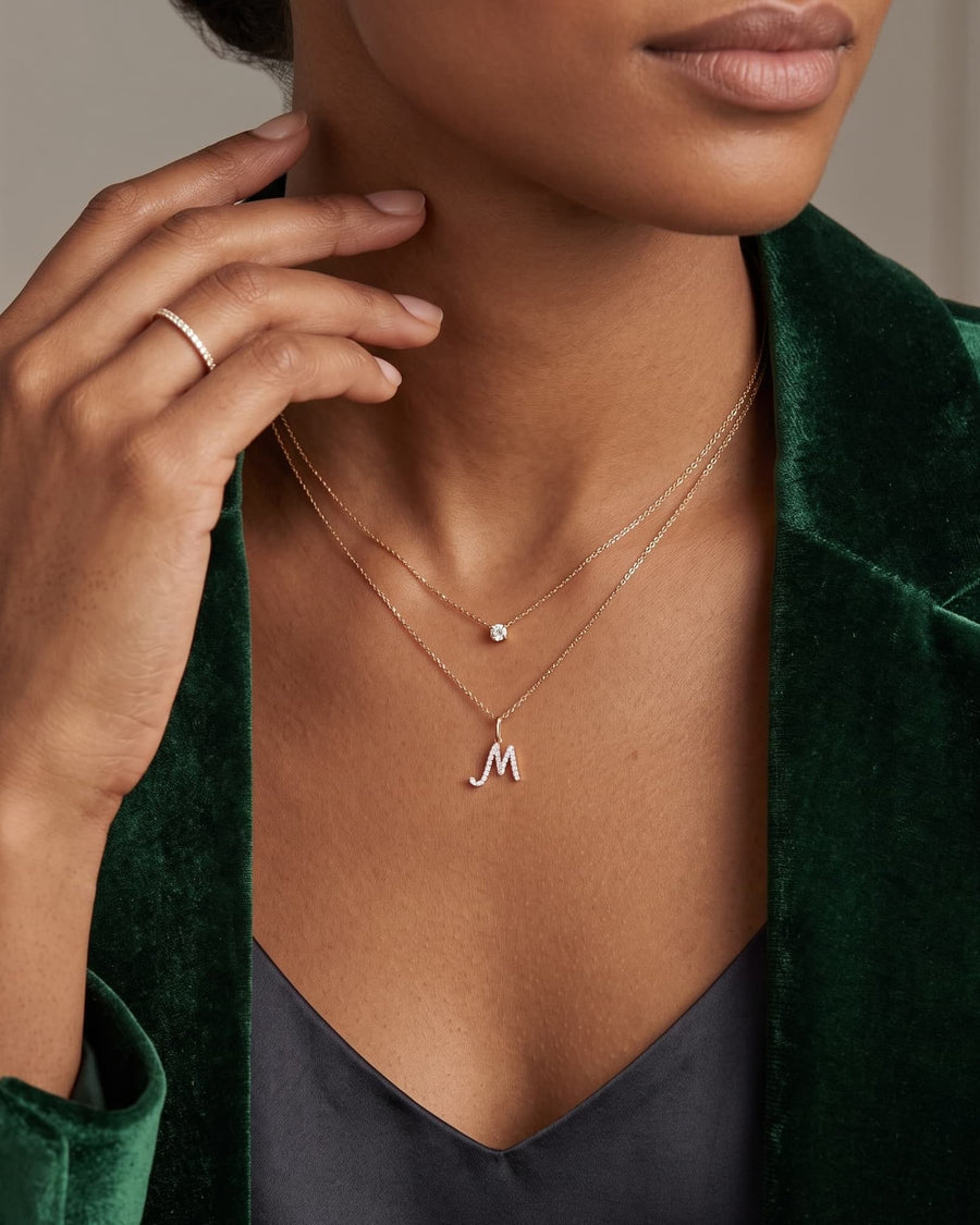 Pavé Diamond Initial Necklace