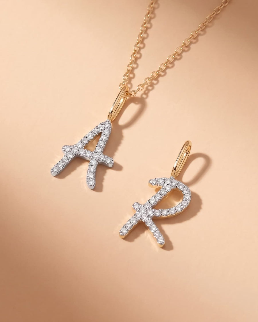 Pavé Diamond Initial Necklace