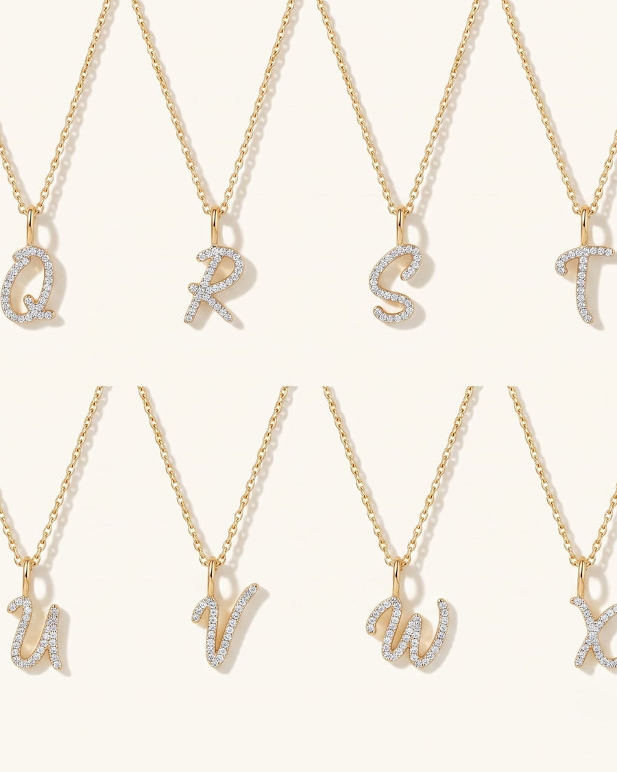 Pavé Diamond Initial Necklace