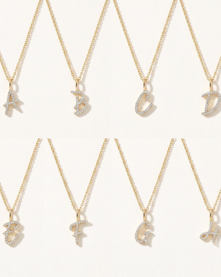 Pavé Diamond Initial Necklace