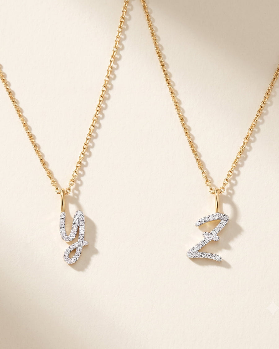 Pavé Diamond Initial Necklace