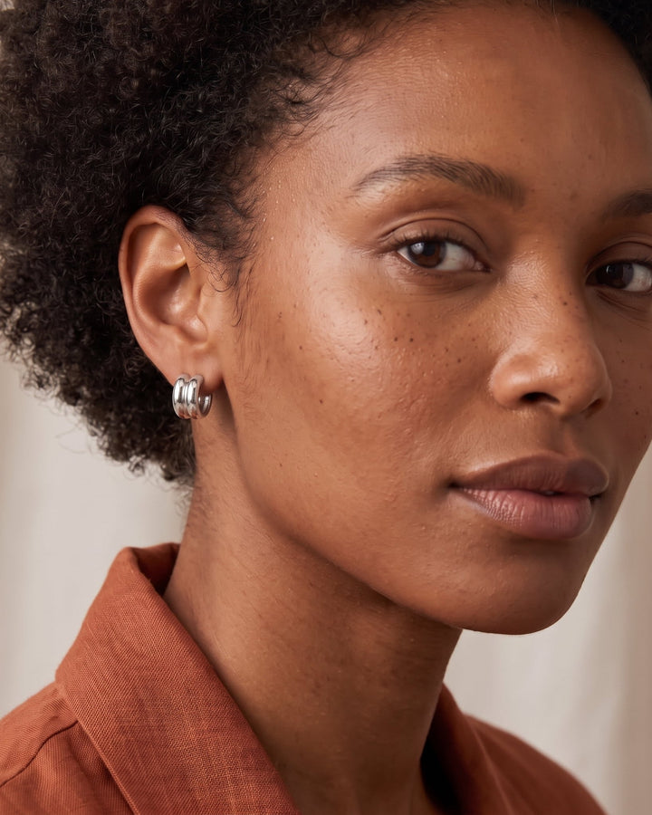 Double Dome Huggie Earrings model