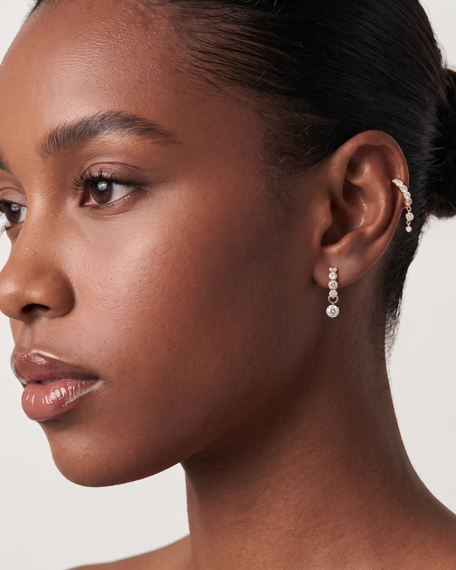 Style Image - 14k solid gold lab-grown diamond huggie hoop worn in a refined ear stack