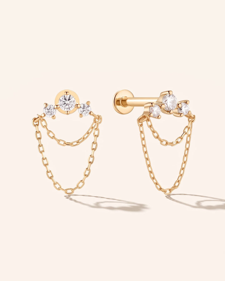 Lab Diamond Double Chain Studs