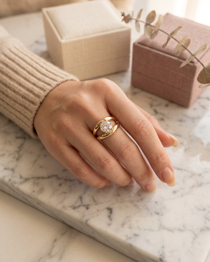 Oval Double-Band Ring model