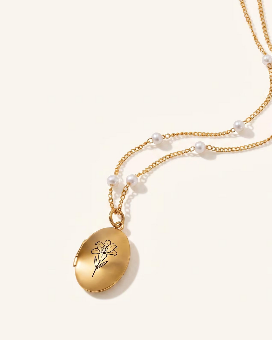 Engravable Oval Locket Necklace