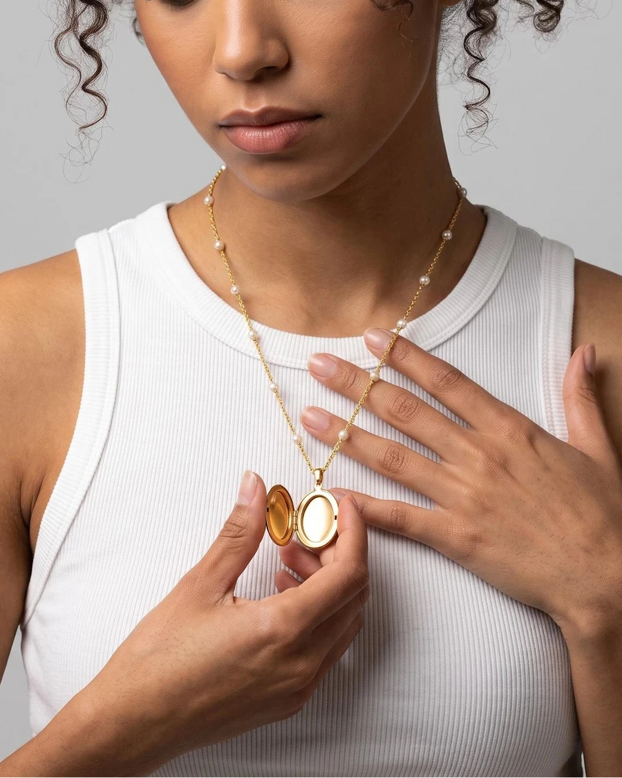 Engravable Oval Locket Necklace