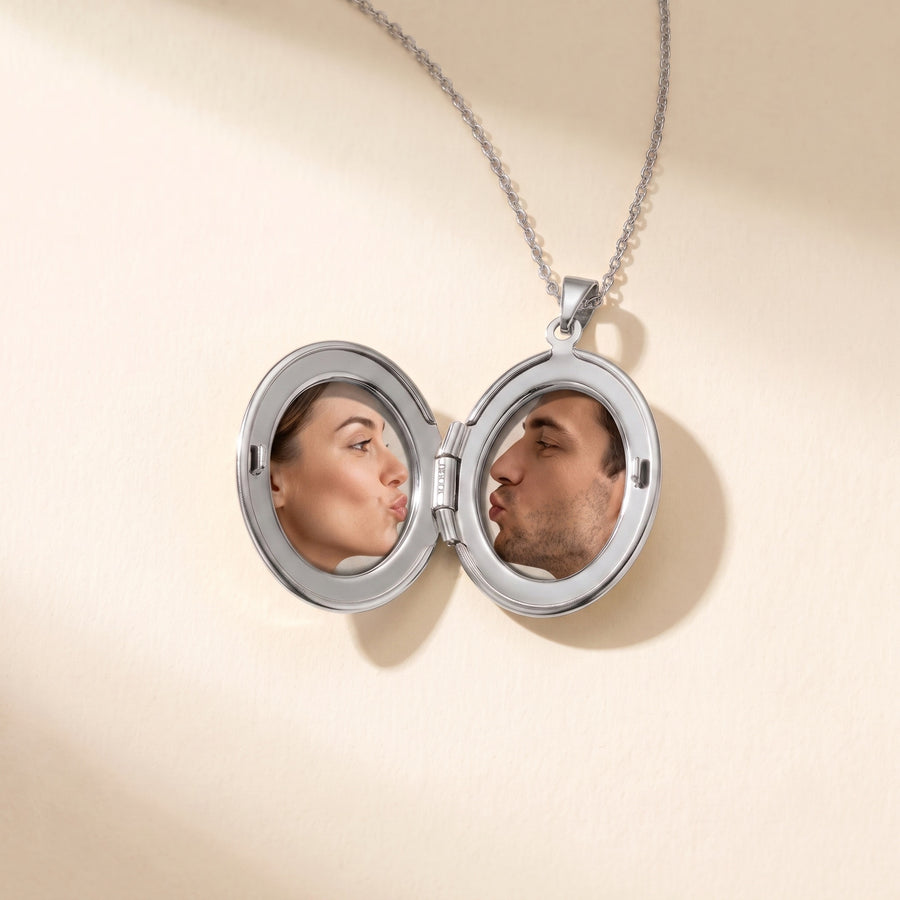 Engravable Oval Locket Necklace