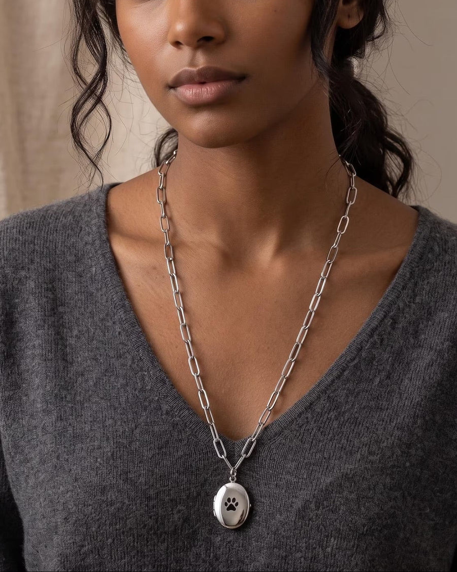 Engravable Oval Locket Necklace