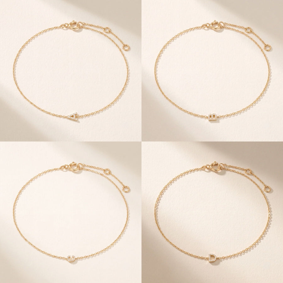 Pave Diamond Initial Bracelet