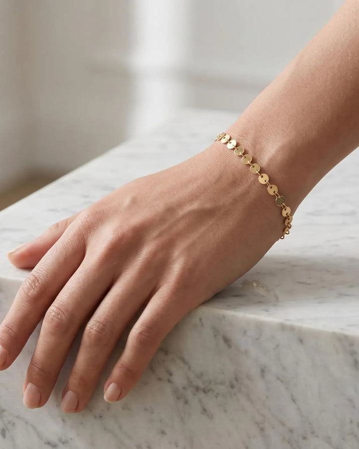 Gold Filled Disc Chain Bracelet model