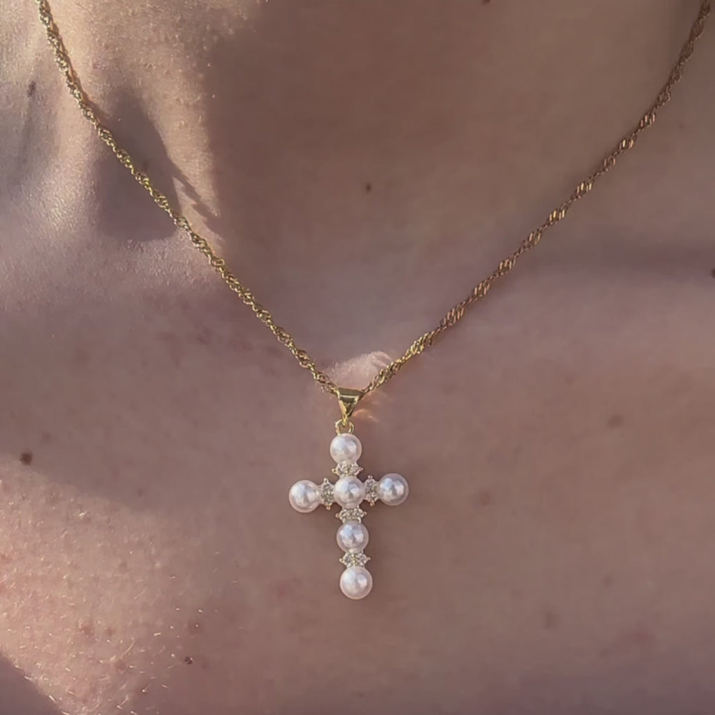 Pearl Cross Necklace Video